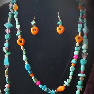 Gorgeous turquoise 2 layer necklace set